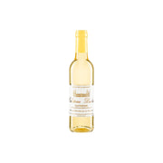 Château Dudon Sauternes dessert wine from Bordeaux in a classic clear bottle with white label featuring gold château illustration and elegant script lettering
