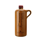 Radermacher Töpfergeist Organic Gin in distinctive ceramic jug-style bottle with integrated handle, featuring brown glaze and bold black typography on beige background